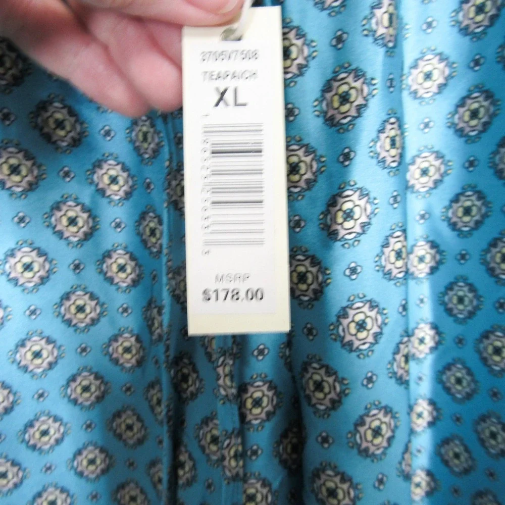 Max Studio Women's XL Set Pajamas Teal Blue Paisley Print Top Pants Lounge New